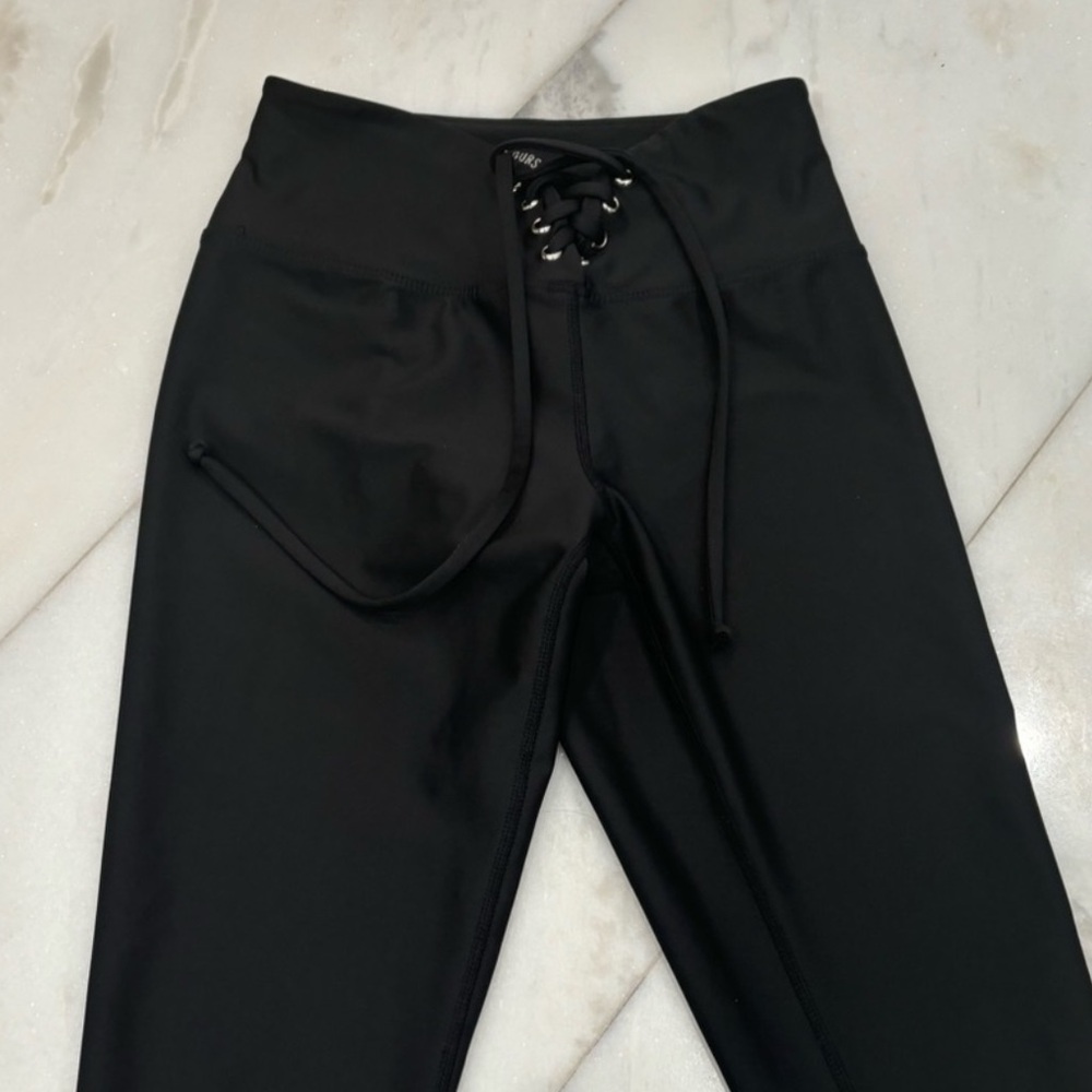 Revolve - Year Of Ours — Stretch Football Leggings in Black- lace up tie detail - Picture 11 of 14